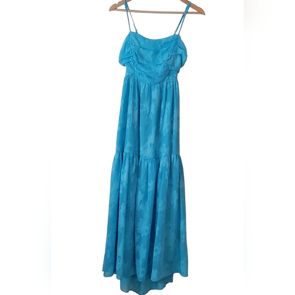 Chelsea28 Jacquard Bow Tie in Back Cutout Maxi Dress Blue M NWOT - Picture 3 of 16